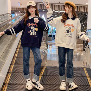 童装女童卫衣秋装新款中大儿童打底衫10韩版女孩衣服宽学院风T