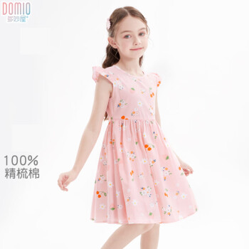 多妙屋女童连衣裙纯棉夏季薄儿童裙子洋气中大童公主裙T3751